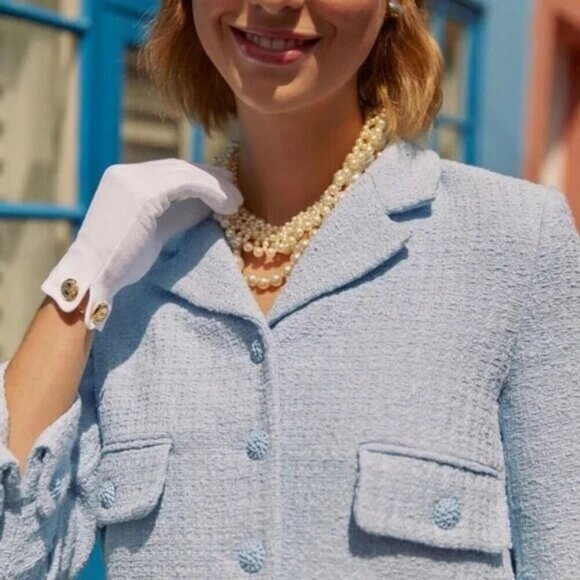 NWT Zara Tweed Textured Women's Blazer Jacket Blue Size XXL - Picture 2 of 14